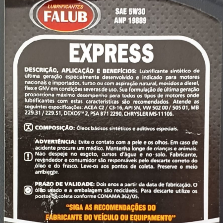 ÓLEO LUBRIFICANTE SINTÉTICO SAE 5W30 FALUB - Image 3