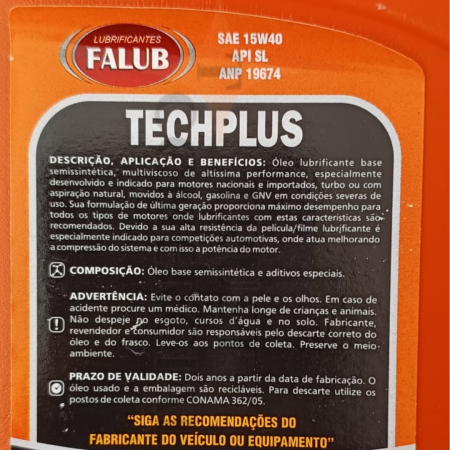 ÓLEO LUBRIFICANTE SEMISINTÉTICO 15W40 FALUB 1 LITRO - Imagem 3